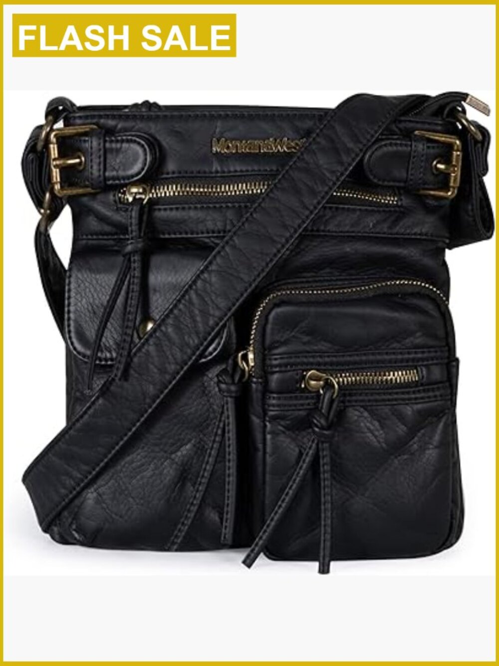 Vegan Leather Crossbody Bag Multi Pocket Purse